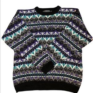 Vintage Etchings Pullover Sweater Crew Neck Ramie Cotton Blend Men's Size Large